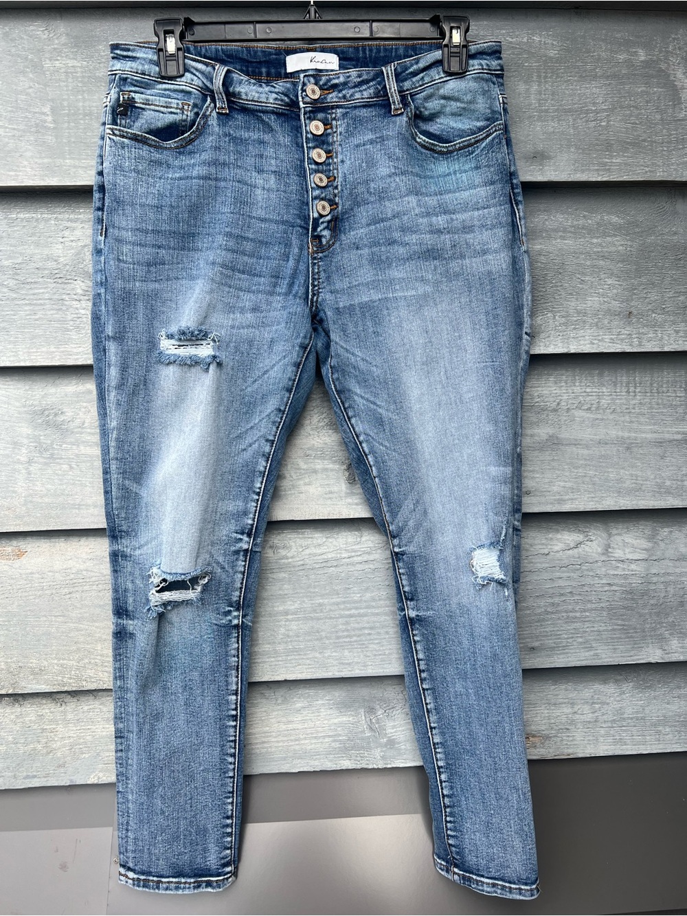 Kancan Skinny Jeans  Women 16 High Rise Exposed Button Fly Distressed KC51180